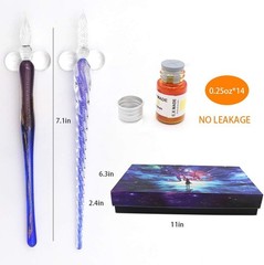 AXEARTE Glass Dip Calligraphy Pen Set, 18-Pieces 14 Color Inks,