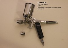 Vintage Olympos Piece Bon 408 Airbrush — Pistol Grip Trigger, Round & Fan Spray