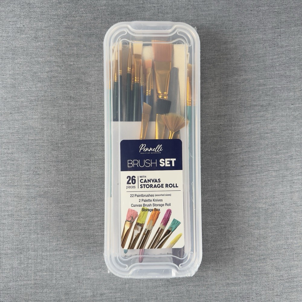 Pennelli Quality Art Materials: Brush Set 26 PiecesWith Canvas Storage Roll