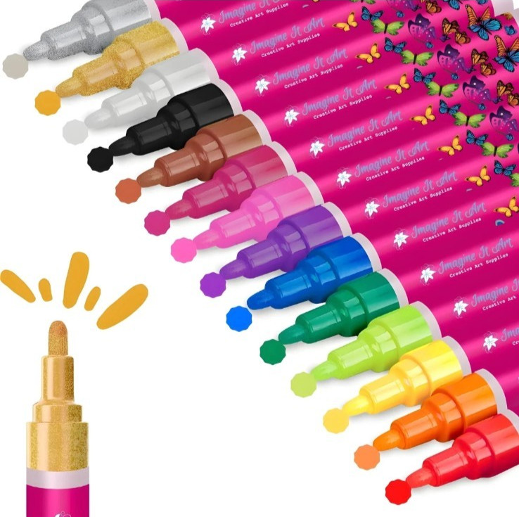 14 Acrylic Paint Pens 3mm Water Based For Wood, Metal, Paper & Glass
