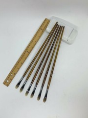 XDT#631 Filbert Style Paint Painting Brushes Set 6 Pc Size #6 Pure Squirrel Hair