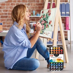 48-Color Travel Watercolor Set with Refillable Brush – Ideal Gift for Artists