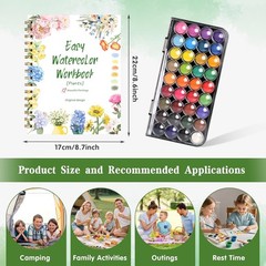 Watercolor Workbook，36 Colors Water Coloring Book Paint Set for Adults,12