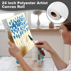 24 Inch Polyester Artist Canvas Roll – 240GSM Waterproof Canvas Paper for Inkjet
