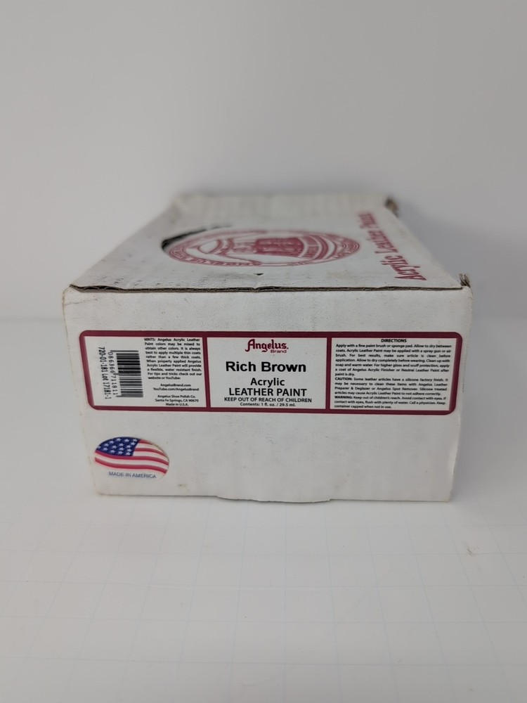 (12) 1 Oz Bottles Of Angelus Acrylic Leather Rich Brown Paint New