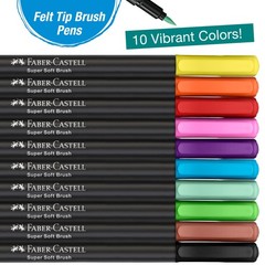 10 PCS Black Edition Felt Tip Pen Soft Brush Nib Colors Markers Art