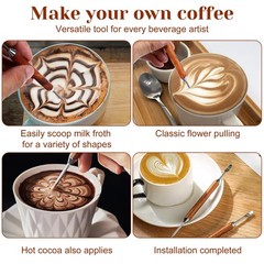 2Pcs Latte Art Pen Set, Stainless Steel Coffee Drawing Tool, Double-Ended Bar…