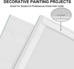 10 oz Acid-Free Cotton Canvas Panels 8×10 for Oil, Acrylic & Watercolor