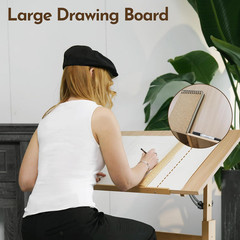 Wood Adjustable Drafting Table 35.5″ X 23.5″ – Beech Wood Art Desk with Adjustab