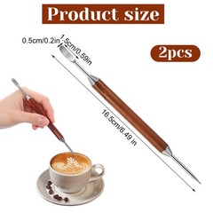 2Pcs Latte Art Pen Set, Stainless Steel Coffee Drawing Tool, Double-Ended Bar…