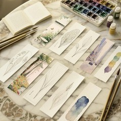 50 PCS 1.9×7.8 inch Watercolor Paper Blank Bookmarks 100% Cotton 140lb