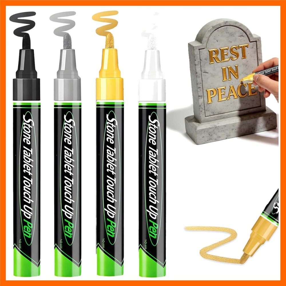 4 Pieces Waterproof Stone Touch-up Pen for Headstone Inscription Restoration …