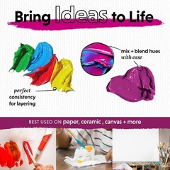 Easy-to-Blend Acrylic Paint Set – 12 Vivid Colors with Brushes for Art Projects