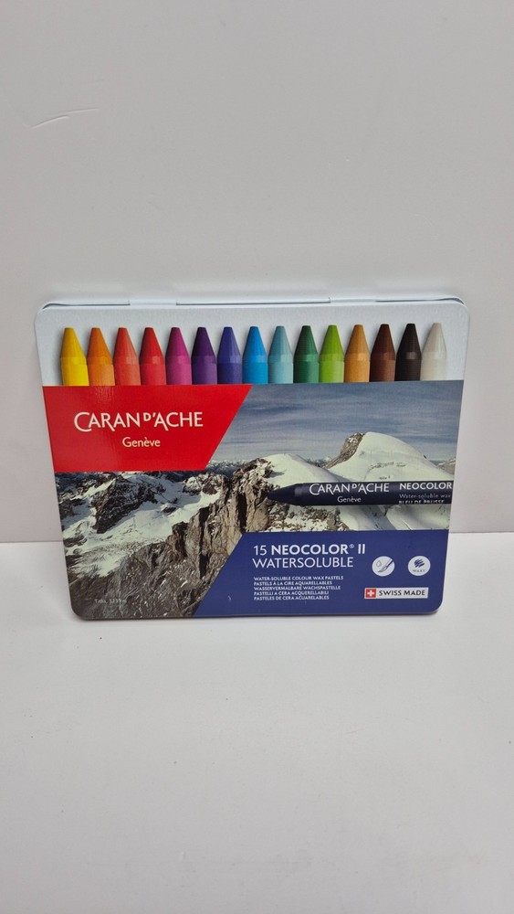 Caran d’Ache Neocolor II water-soluble wax pastels in a 15-color