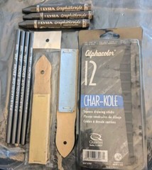 Prismcolor Ebony LYRA GRAPHIT 2B 6B Alphacolor CHAR-KOLE Sketch Art Supply Lot
