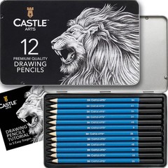 Graphite Pencils Kit 12pc Drawing Sketching Art Set 5H-8B Metal Case Tutorial