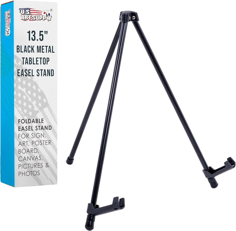 13.5″ Black Metal Tabletop Easel Stand – Foldable Tripod Table Top Easel Stand f