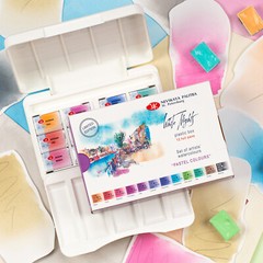 12 Watercolor White Nights® Paint Set PASTEL COLORS Full Pan Palette RUSSIA