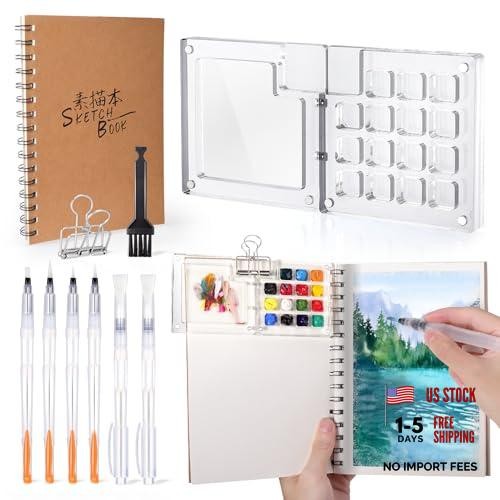 Mini Water Color Paint Set,Portable Pocket Artist Watercolor Travel Set with
