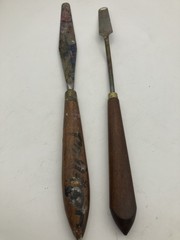 Vintage Wood Handle Palette Knife X 2 Flexible Blade Cameo 22779 Japan +Unknown