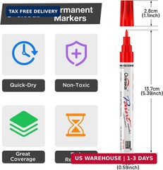 Overseas Oil-Based Fine Tip Paint Marker Pen – 2 Pack Silver 0.9mm Fine Nib Perm