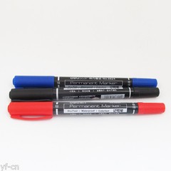 10pcs Delistar 1mm/0.5mm Twin Tip Permanent Marker Pen Waterproof Dry Fast 6824
