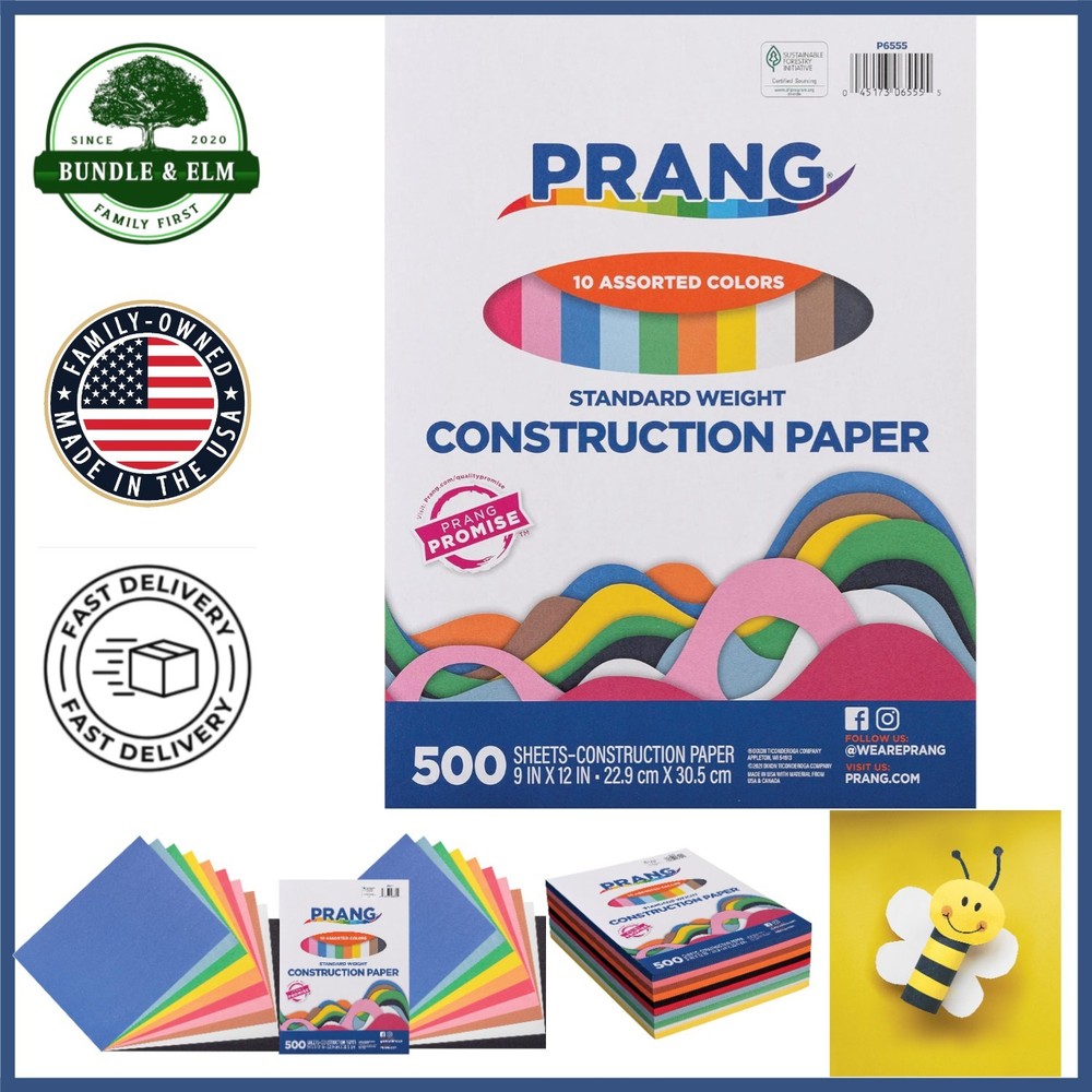 Bright Construction Paper, 500 Sheets, Perfect for School Projects and Art