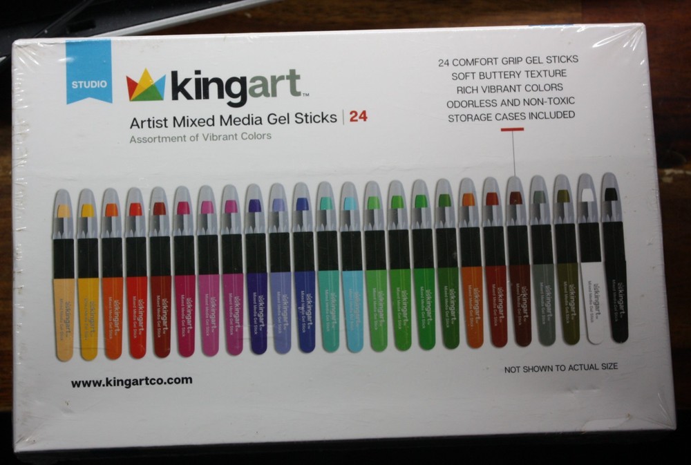 NIB NEW SEALED KINGART Artist Mixed Media Comfort Grip GEL STICKS Set of 24 pc