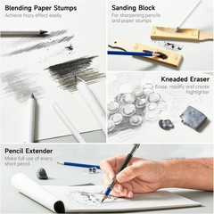 124-Piece Drawing Kit with Pencils & Paper Pads
