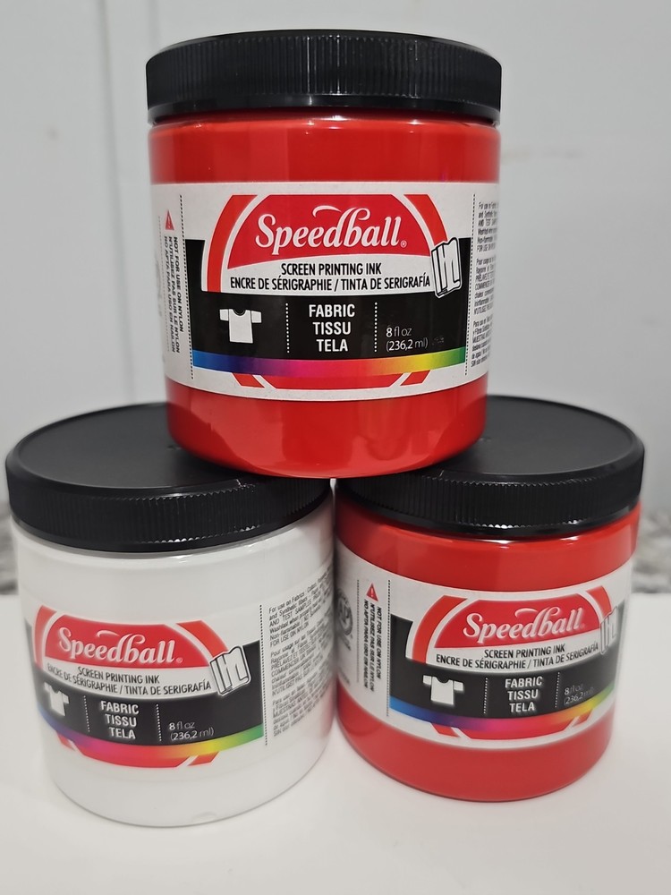 Speedball Fabric Screen Printing Ink, 8-Ounce, White & Red for 8 fl oz, Set Of 3