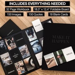 Vision Board Kit for Men – 168 Cards with Diverse Pictures & Quotes, Black Fo…
