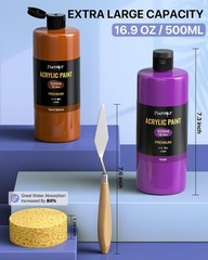 JusArt 14 Colors Acrylic Paint Set, Including Gold and Silver, 16.9oz(500ml) …