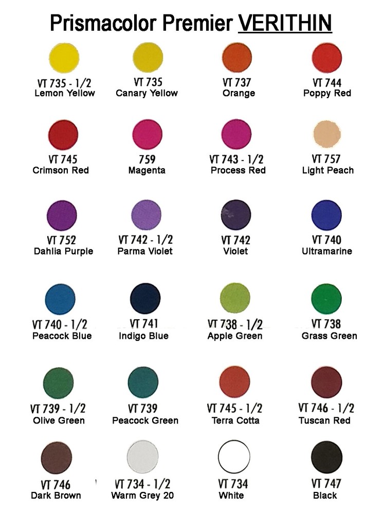 PRISMACOLOR Verithin Individual colors OPEN STOCK. Each additional ships free!