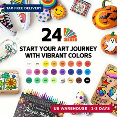 24 Colors Acrylic Paint Markers, Dual Tips Acrylic Paint Pens with Fine Tip and