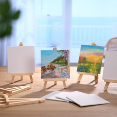 80 Pcs Mini Canvas and Easel Set for Painting Canvas Panels with Wooden Easel…