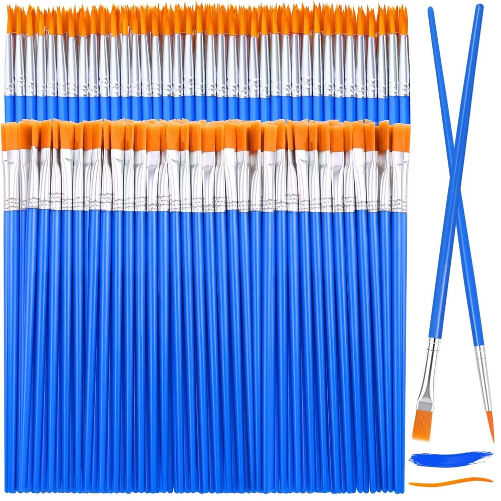 126 Pcs Small Paint Brushes Bulk Flat Round Kid Craft Acrylic Oil Watercolor Fac