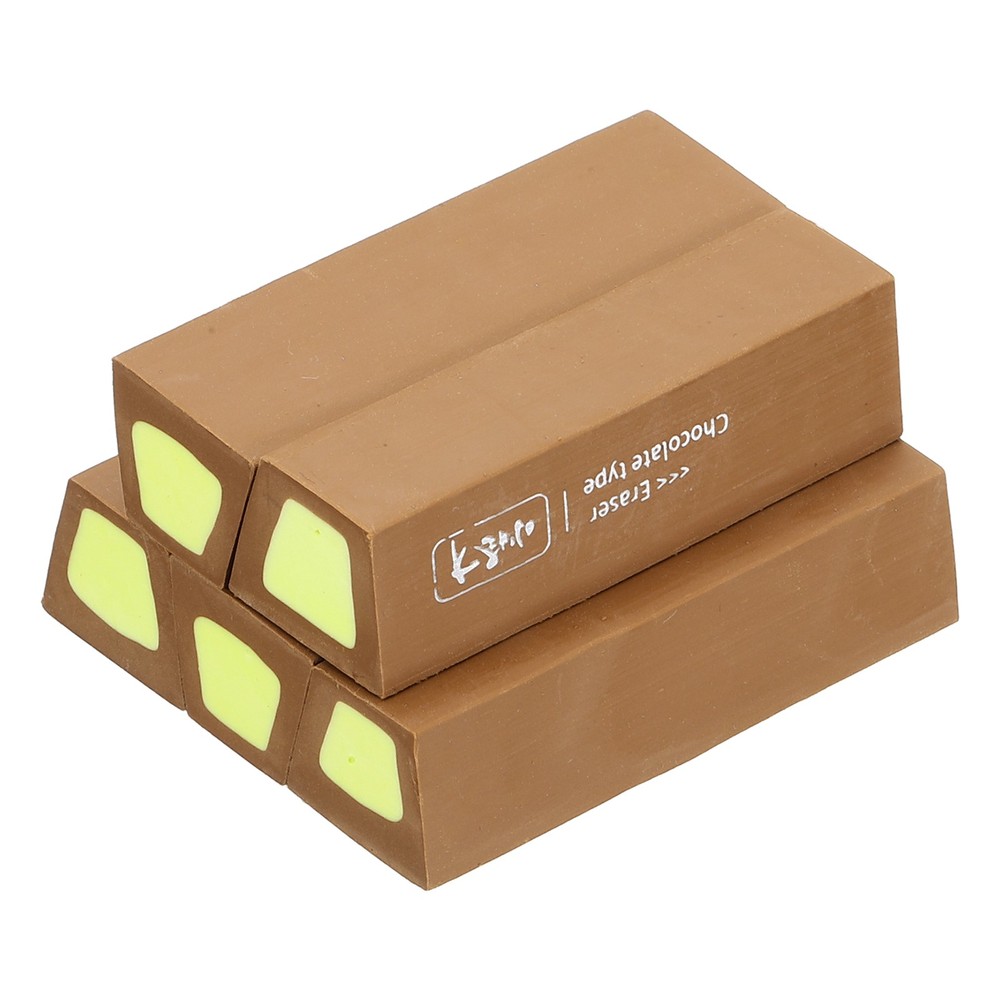 Pencil Erasers Rubber, 5 Pcs Art Eraser Scented, Dark Brown/Green