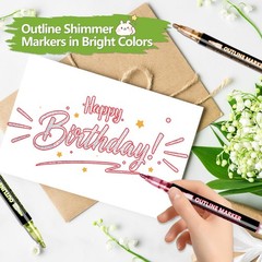 Outline Shimmer Markers,12 Colors Glitter Markers Outline Glitter Pens,Gel Pe…