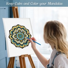 Mandala Coloring Book with 24 Colored Pencils Adult Relaxation Art Kit Gift