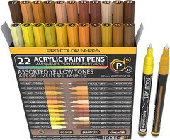0.7mm Extra Fine Tip Paint Pens Set – 22 Yellow & Brown Colors for All Surfaces