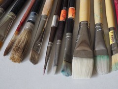 Vintage Artist Paint Brushes Lot M. Grumbacher NY Simmons White Sable Quill Sign