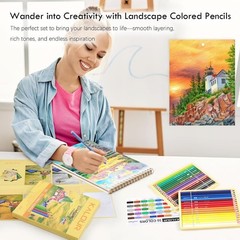 36-Piece Yellow Landscape Colored Pencil Set Compatible with Adult Coloring B…
