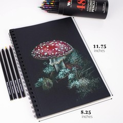 WA Portman Black Paper Sketchbook – A4 (8.3″ x 11.7″) Black Drawing Paper – 6…