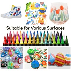 48 Colors Acrylic Paint Markers, Dual Tip with Precision Fine Tip and Versat…