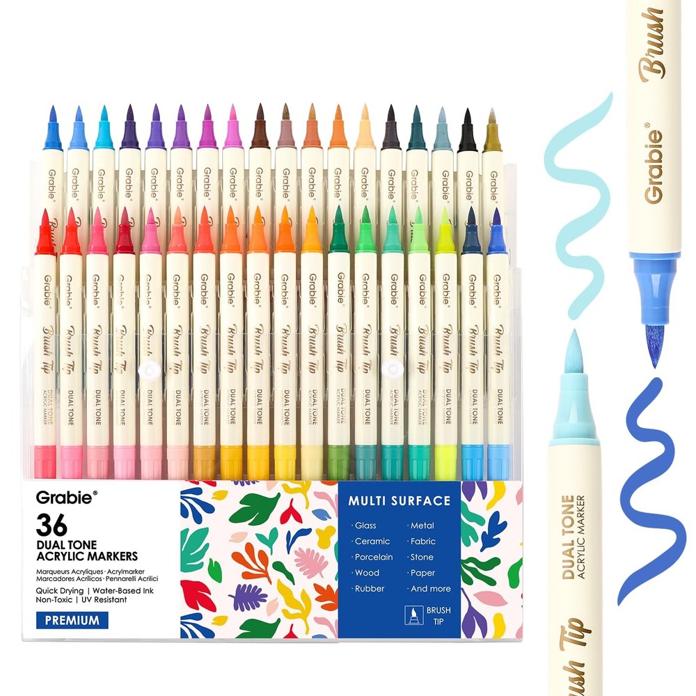 72 Colors Acrylic Paint Markers, Soft Brush Tip Acrylic Markers Set, Water Ba…