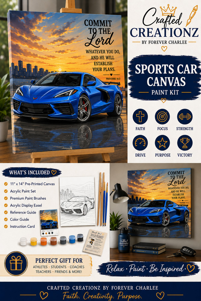 Sports Car Canvas Paint Kit | DIY Paint Kit for Men | Car Lover Gift | Corvette