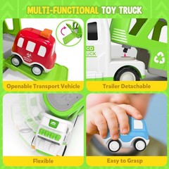 7-in-1 Toddler Truck Toys for 2 3 4 5 Year Old Boys – 17″ Longer Transport Ec…