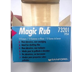 SANFORD MAGIC RUB 1954 BOX OF 12 ERASERS NON-SMUDGE NON-ABRASIVE WHITE Sticky