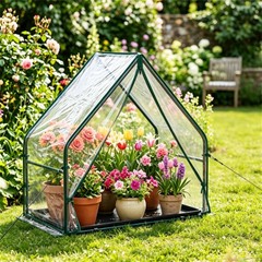 Waterproof Clear PVC Plant Grow Tent with Metal Frame, Wind Resistant