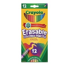 Crayola Erasable Color Pencil Set, 3.3 mm, 2B, Assorted Lead Colors, Dozen
